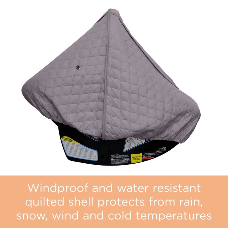 liuliuby Baby Car Seat Weather Shield | Warm Quilted Winter Cover with Clear Window for Infant Carseat | Keeps Babies & Newborn Protected in Cold | Car Seat Cover for Boys & Girls (Gray) - Image 2